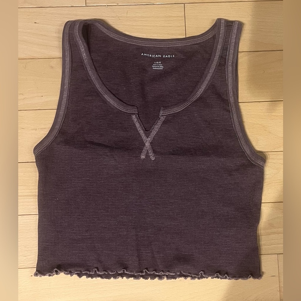AE Notch Neck Tank Top in Medium Brown